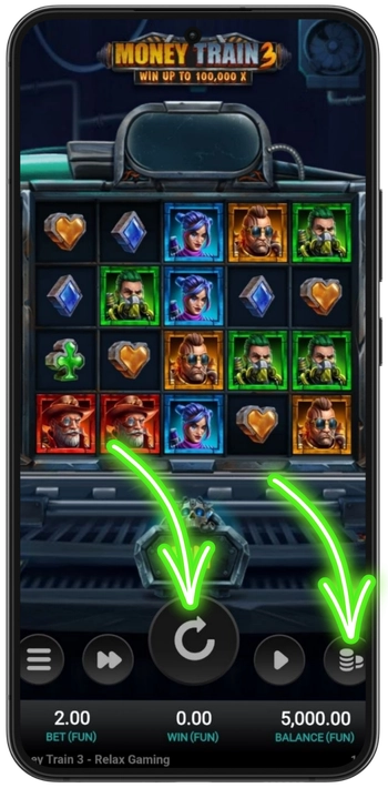 Bet size selection screen in Money Train 3 slot online